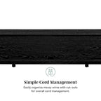Meuble TV avec portes en faux rotin style scandinave Chêne Côtier / Noir – Compatible avec les TV jusqu'à 75"