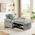 Fauteuil-lit convertible 3-en-1 gris/noir, simple, avec lit gigogne réglable