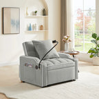 Fauteuil-lit convertible 3-en-1 gris/noir, simple, avec lit gigogne réglable