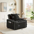 Fauteuil-lit convertible 3-en-1 gris/noir, simple, avec lit gigogne réglable