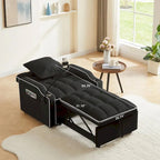 Fauteuil-lit convertible 3-en-1 gris/noir, simple, avec lit gigogne réglable