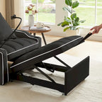 Fauteuil-lit convertible 3-en-1 gris/noir, simple, avec lit gigogne réglable