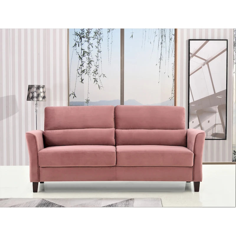 Canapé 3 places en velours style Mid-Century Modern de 198 cm — Rose / Gris / Ivoire / Bleu foncé