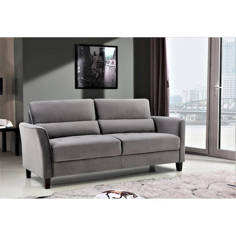 Canapé 3 places en velours style Mid-Century Modern de 198 cm — Rose / Gris / Ivoire / Bleu foncé