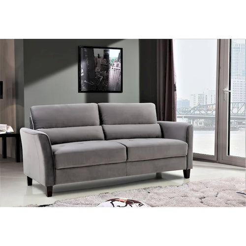 Canapé 3 places en velours style Mid-Century Modern de 198 cm — Rose / Gris / Ivoire / Bleu foncé