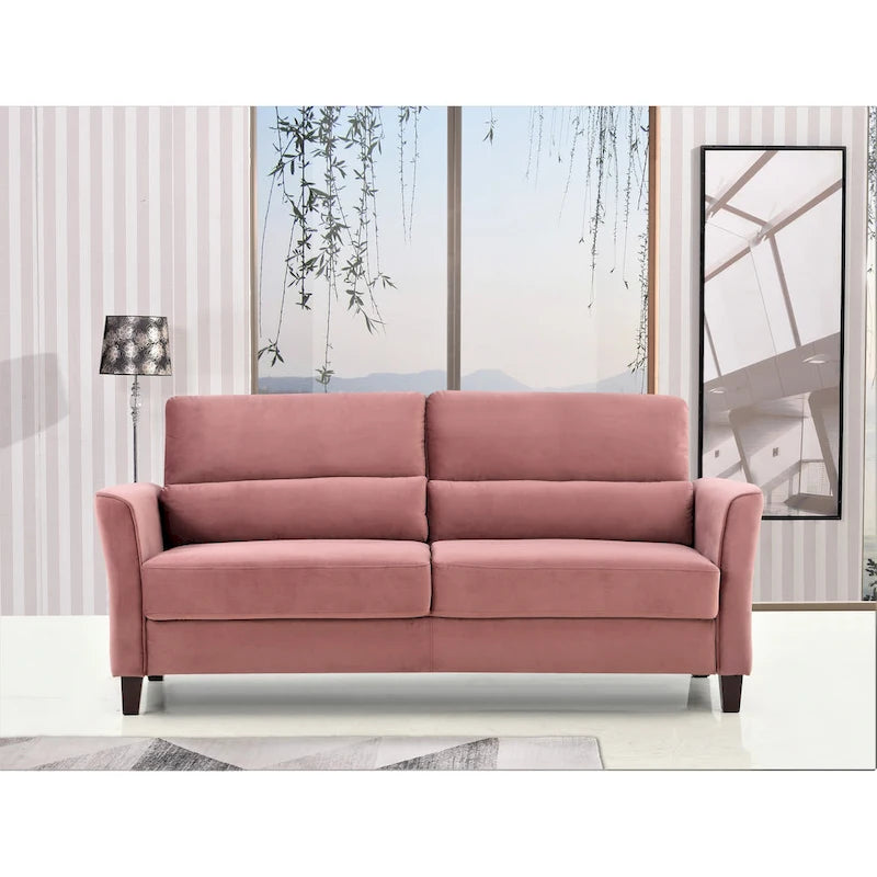 Canapé 3 places en velours style Mid-Century Modern de 198 cm — Rose / Gris / Ivoire / Bleu foncé