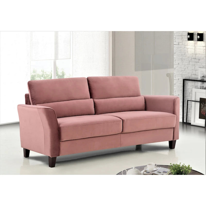 Canapé 3 places en velours style Mid-Century Modern de 198 cm — Rose / Gris / Ivoire / Bleu foncé