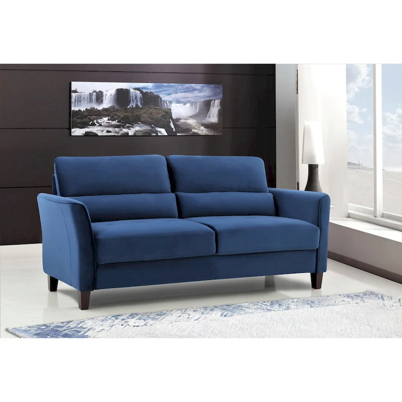 Canapé 3 places en velours style Mid-Century Modern de 198 cm — Rose / Gris / Ivoire / Bleu foncé