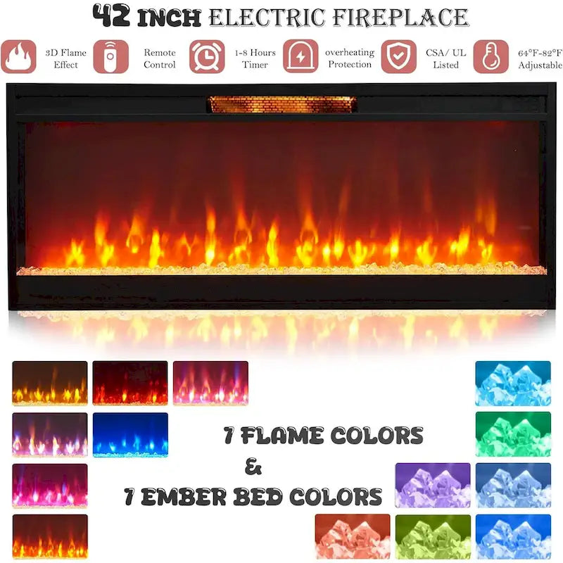 Meuble TV avec cheminée électrique et portes coulissantes style grange, 4 couleurs, compatible TV jusqu'à 80"
