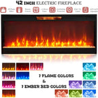 Meuble TV avec cheminée électrique et portes coulissantes style grange, 4 couleurs, compatible TV jusqu'à 80"
