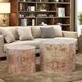 Tables basses gigognes rondes en bois naturel, lot de 2, aucun assemblage requis