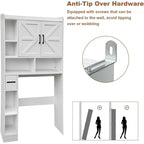 Meuble de rangement WC blanc, 2 portes et 6 étagères ouvertes, pour 1