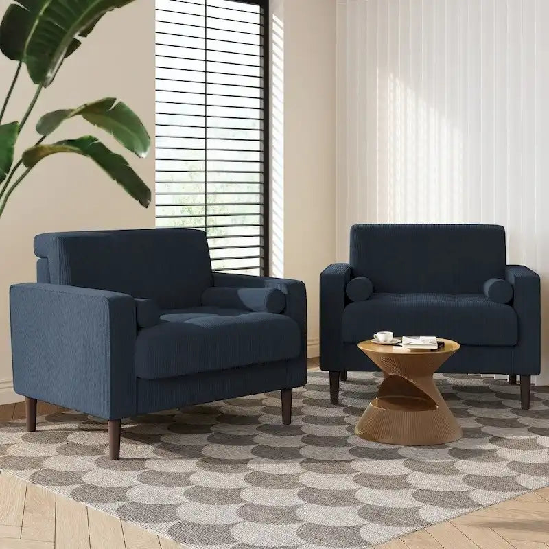 Fauteuil d'appoint en velours côtelé – Gris / Beige / Jaune / Vert / Bleu marine, à l'unité ou par lot de 2