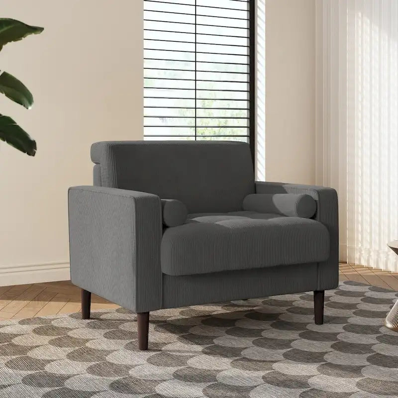 Fauteuil d'appoint en velours côtelé – Gris / Beige / Jaune / Vert / Bleu marine, à l'unité ou par lot de 2