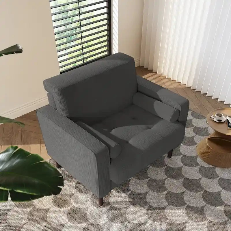 Fauteuil d'appoint en velours côtelé – Gris / Beige / Jaune / Vert / Bleu marine, à l'unité ou par lot de 2