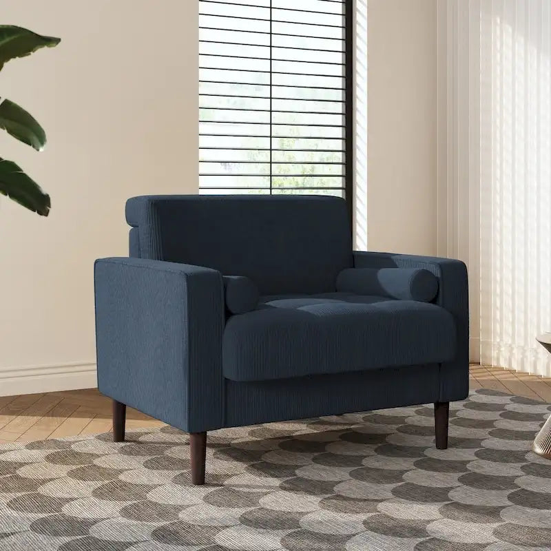 Fauteuil d'appoint en velours côtelé – Gris / Beige / Jaune / Vert / Bleu marine, à l'unité ou par lot de 2