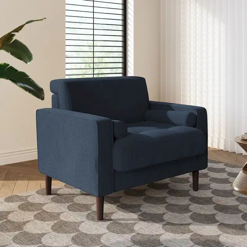 Fauteuil d'appoint en velours côtelé – Gris / Beige / Jaune / Vert / Bleu marine, à l'unité ou par lot de 2