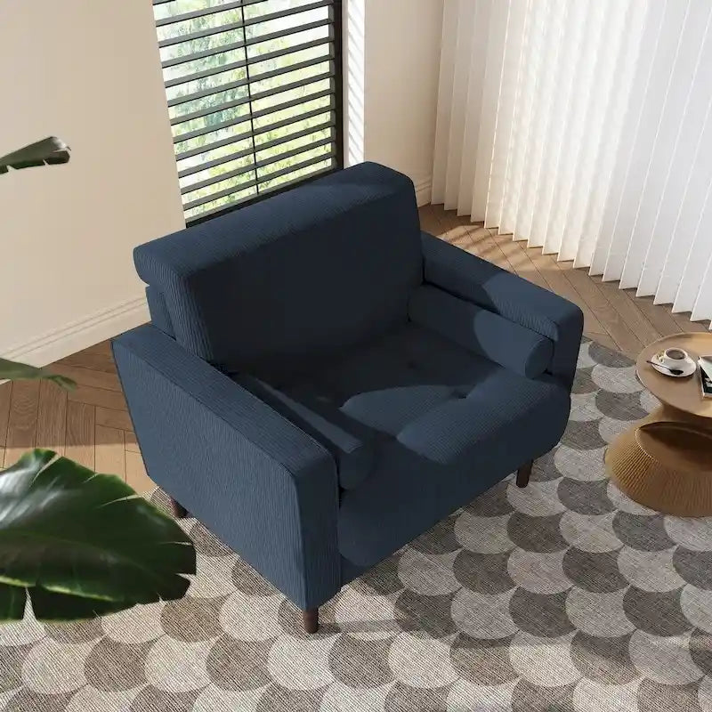 Fauteuil d'appoint en velours côtelé – Gris / Beige / Jaune / Vert / Bleu marine, à l'unité ou par lot de 2