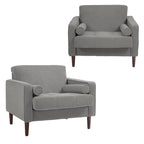Fauteuil d'appoint en velours côtelé – Gris / Beige / Jaune / Vert / Bleu marine, à l'unité ou par lot de 2