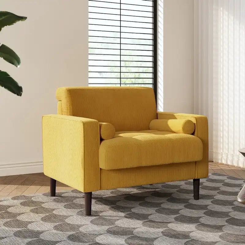 Fauteuil d'appoint en velours côtelé – Gris / Beige / Jaune / Vert / Bleu marine, à l'unité ou par lot de 2