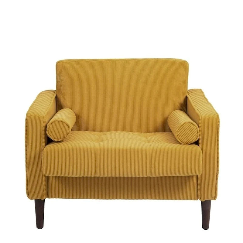 Fauteuil d'appoint en velours côtelé – Gris / Beige / Jaune / Vert / Bleu marine, à l'unité ou par lot de 2
