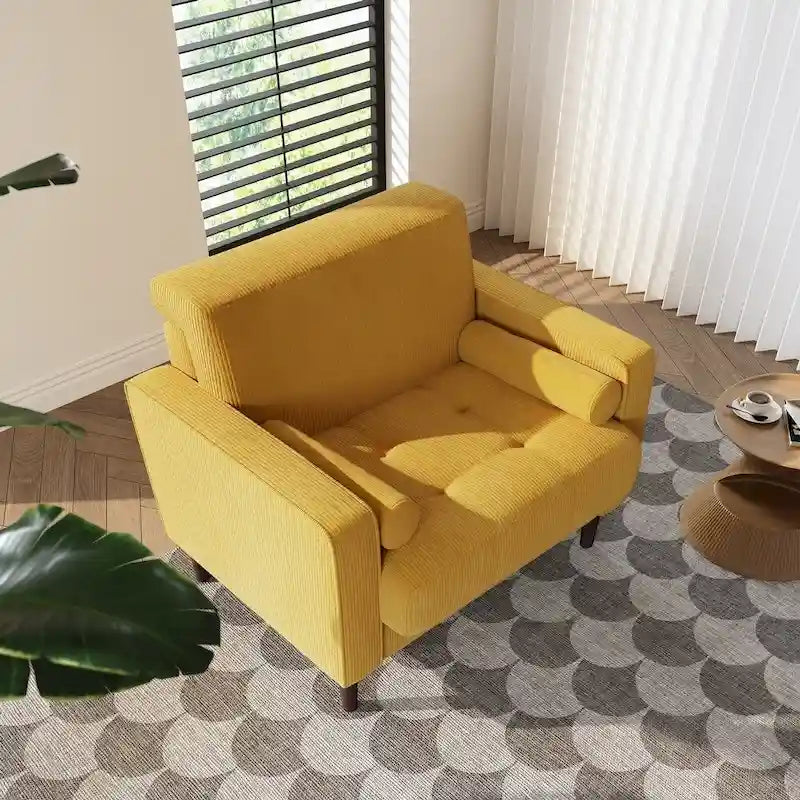 Fauteuil d'appoint en velours côtelé – Gris / Beige / Jaune / Vert / Bleu marine, à l'unité ou par lot de 2