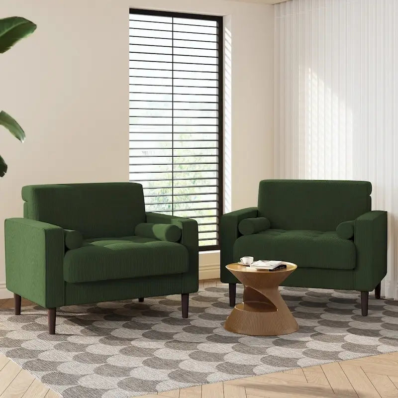 Fauteuil d'appoint en velours côtelé – Gris / Beige / Jaune / Vert / Bleu marine, à l'unité ou par lot de 2