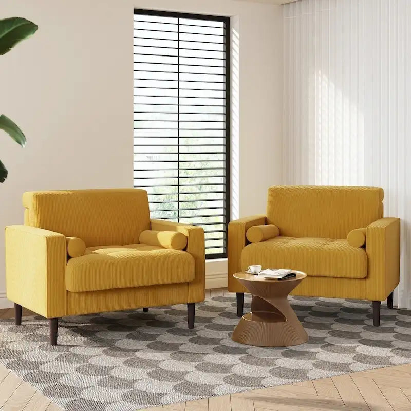 Fauteuil d'appoint en velours côtelé – Gris / Beige / Jaune / Vert / Bleu marine, à l'unité ou par lot de 2