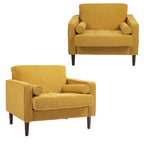 Fauteuil d'appoint en velours côtelé – Gris / Beige / Jaune / Vert / Bleu marine, à l'unité ou par lot de 2