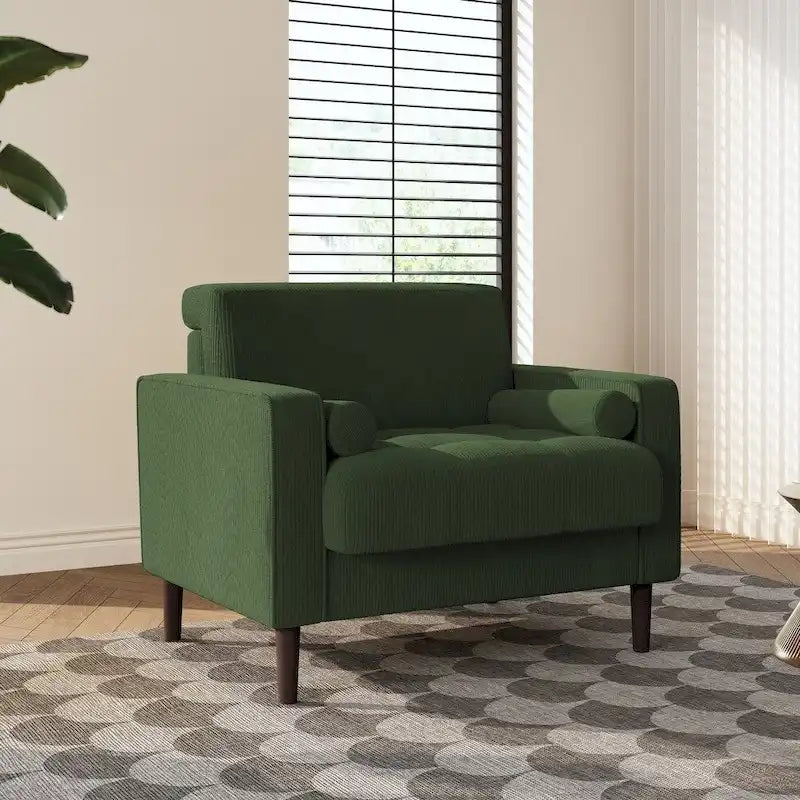 Fauteuil d'appoint en velours côtelé – Gris / Beige / Jaune / Vert / Bleu marine, à l'unité ou par lot de 2