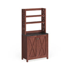 Vaisselier de cuisine rustique de style ferme en noyer vintage avec plusieurs rangements (assemblage par 2 personnes)