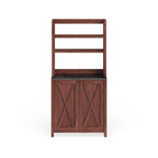 Vaisselier de cuisine rustique de style ferme en noyer vintage avec plusieurs rangements (assemblage par 2 personnes)