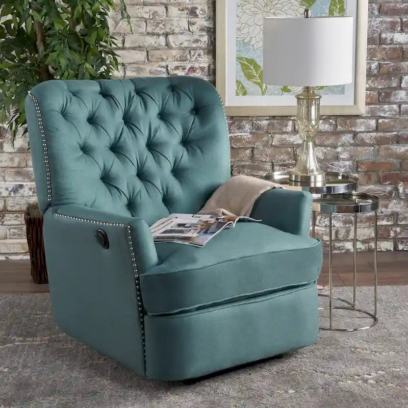 Fauteuil inclinable électrique en tissu capitonné – Capitonnage, Clous décoratifs, Monoplace, Multicolore
