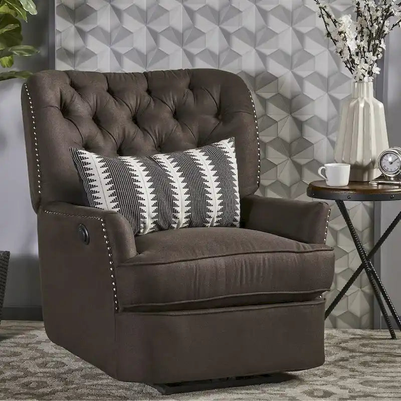 Fauteuil inclinable électrique en tissu capitonné – Capitonnage, Clous décoratifs, Monoplace, Multicolore