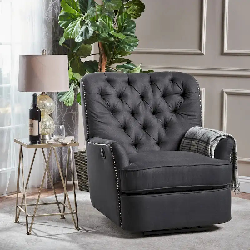 Fauteuil inclinable électrique en tissu capitonné – Capitonnage, Clous décoratifs, Monoplace, Multicolore