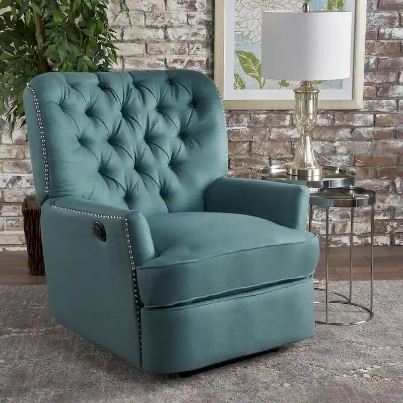 Fauteuil inclinable électrique en tissu capitonné – Capitonnage, Clous décoratifs, Monoplace, Multicolore