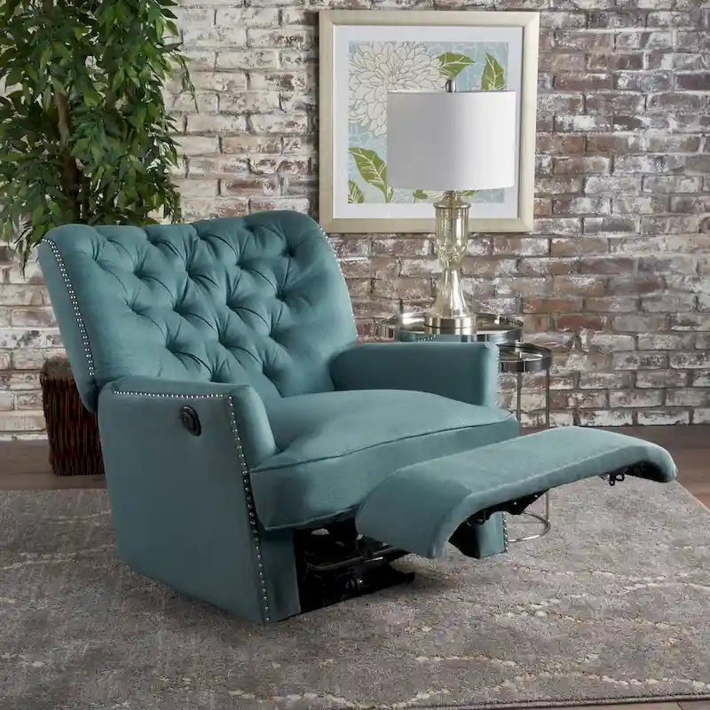 Fauteuil inclinable électrique en tissu capitonné – Capitonnage, Clous décoratifs, Monoplace, Multicolore