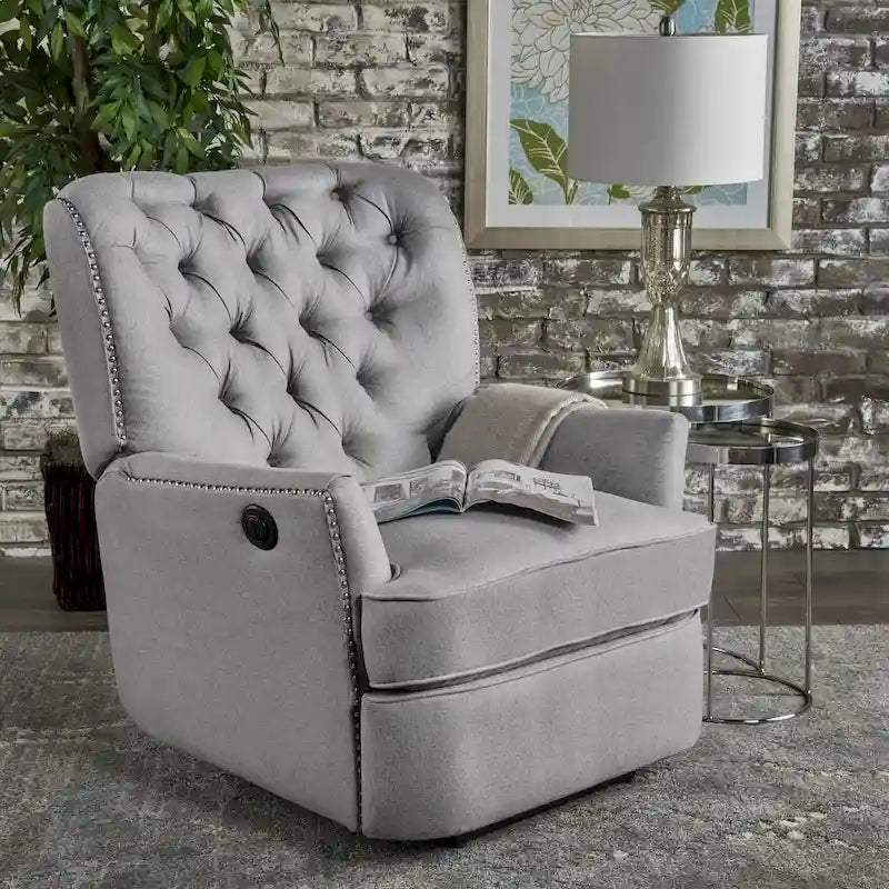 Fauteuil inclinable électrique en tissu capitonné – Capitonnage, Clous décoratifs, Monoplace, Multicolore