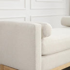 Banc rembourré en bouclette noir / gris clair / caramel / ivoire / vert