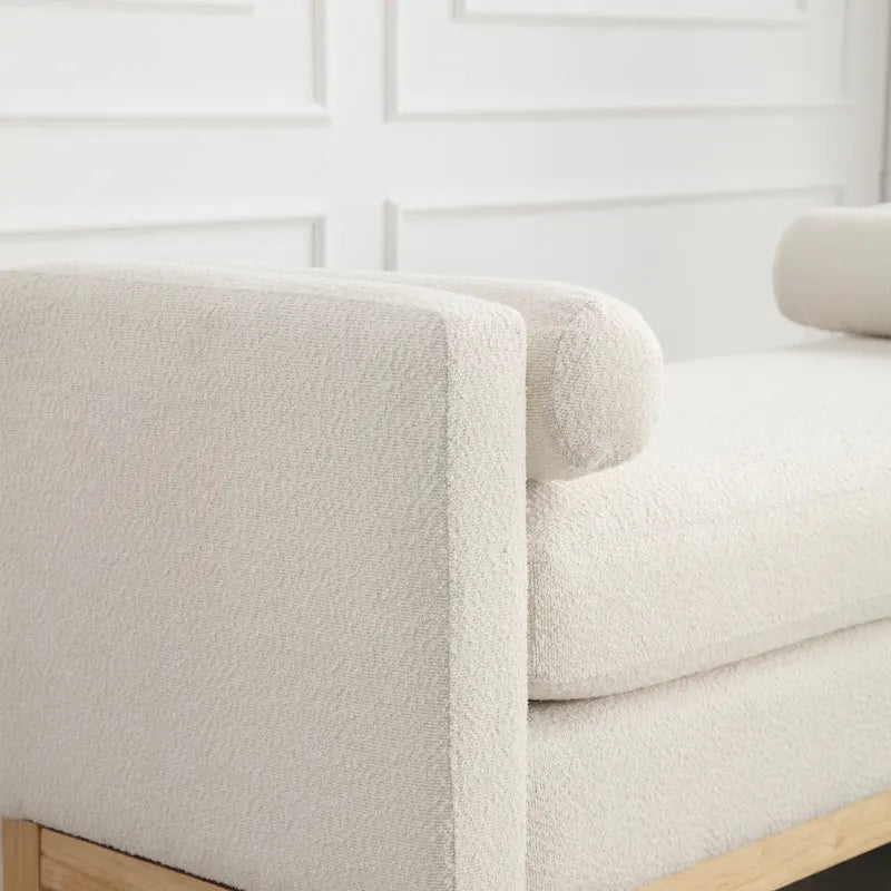 Banc rembourré en bouclette noir / gris clair / caramel / ivoire / vert