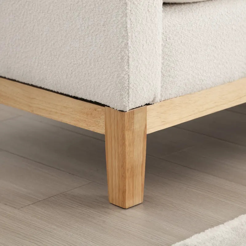 Banc rembourré en bouclette noir / gris clair / caramel / ivoire / vert