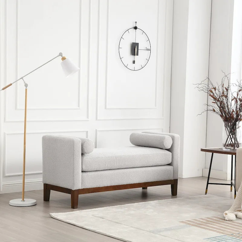 Banc rembourré en bouclette noir / gris clair / caramel / ivoire / vert