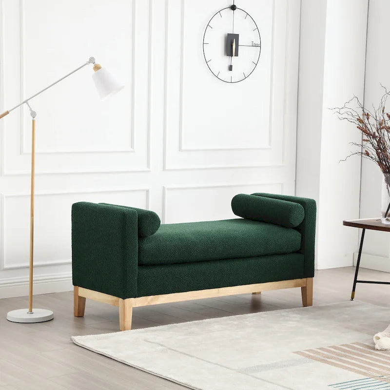 Banc rembourré en bouclette noir / gris clair / caramel / ivoire / vert