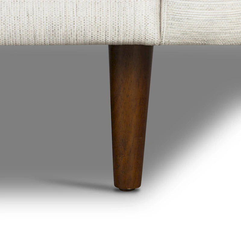 Canapé 3 places en tissu capitonné avec traversins et pieds en noyer — Plusieurs coloris