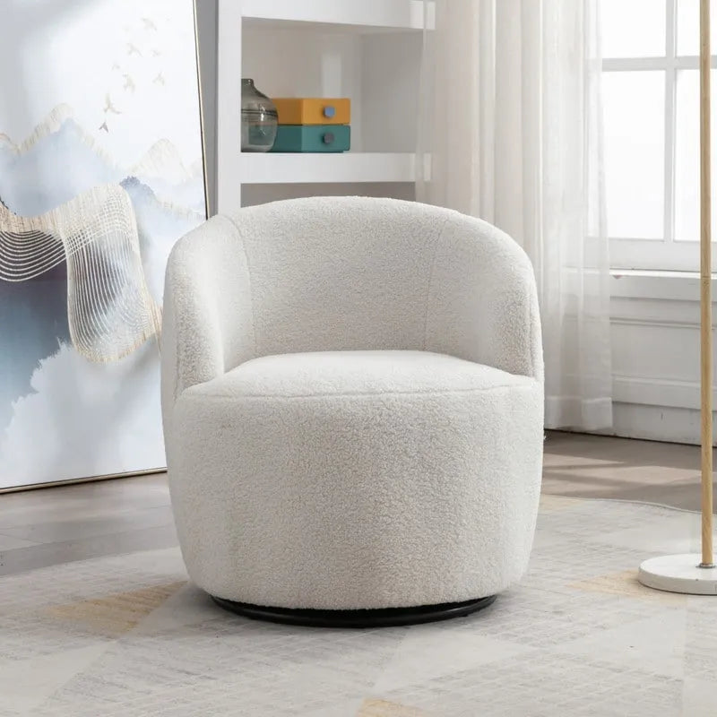 Fauteuil baril pivotant à 360° en tissu Teddy, 1 place – Plusieurs coloris