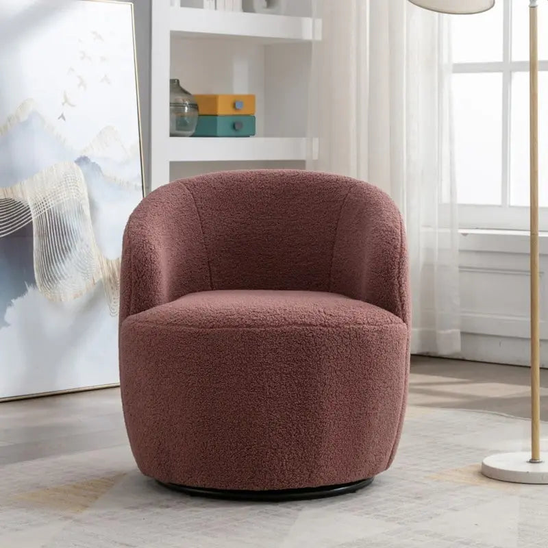 Fauteuil baril pivotant à 360° en tissu Teddy, 1 place – Plusieurs coloris