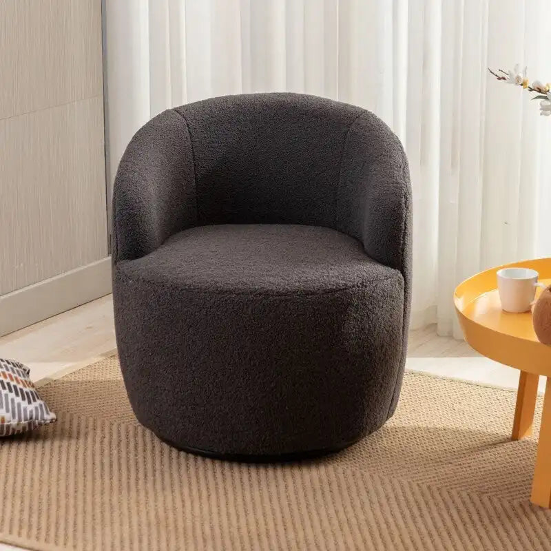 Fauteuil baril pivotant à 360° en tissu Teddy, 1 place – Plusieurs coloris