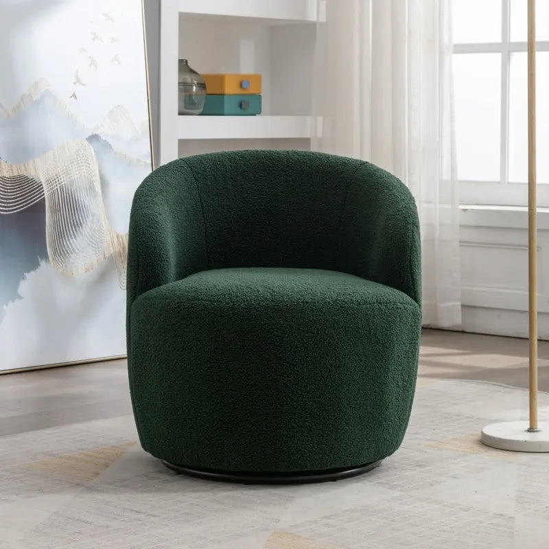 Fauteuil baril pivotant à 360° en tissu Teddy, 1 place – Plusieurs coloris
