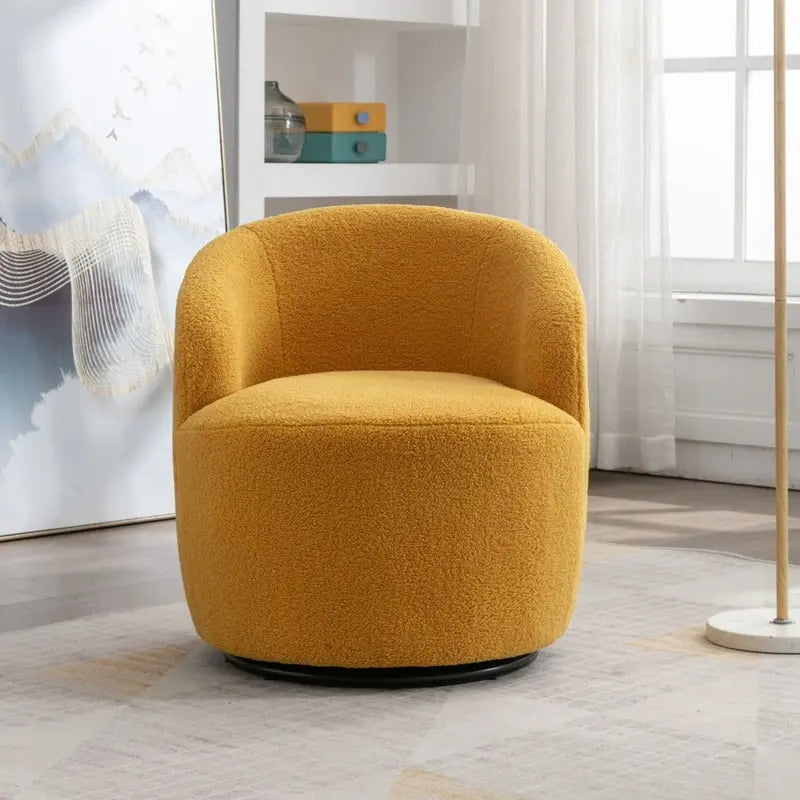 Fauteuil baril pivotant à 360° en tissu Teddy, 1 place – Plusieurs coloris