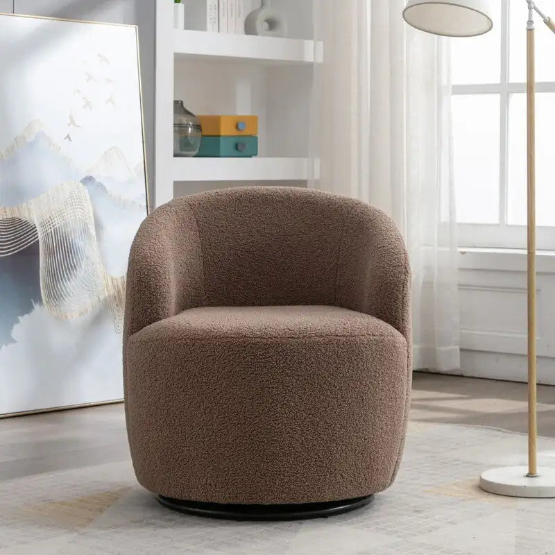 Fauteuil baril pivotant à 360° en tissu Teddy, 1 place – Plusieurs coloris